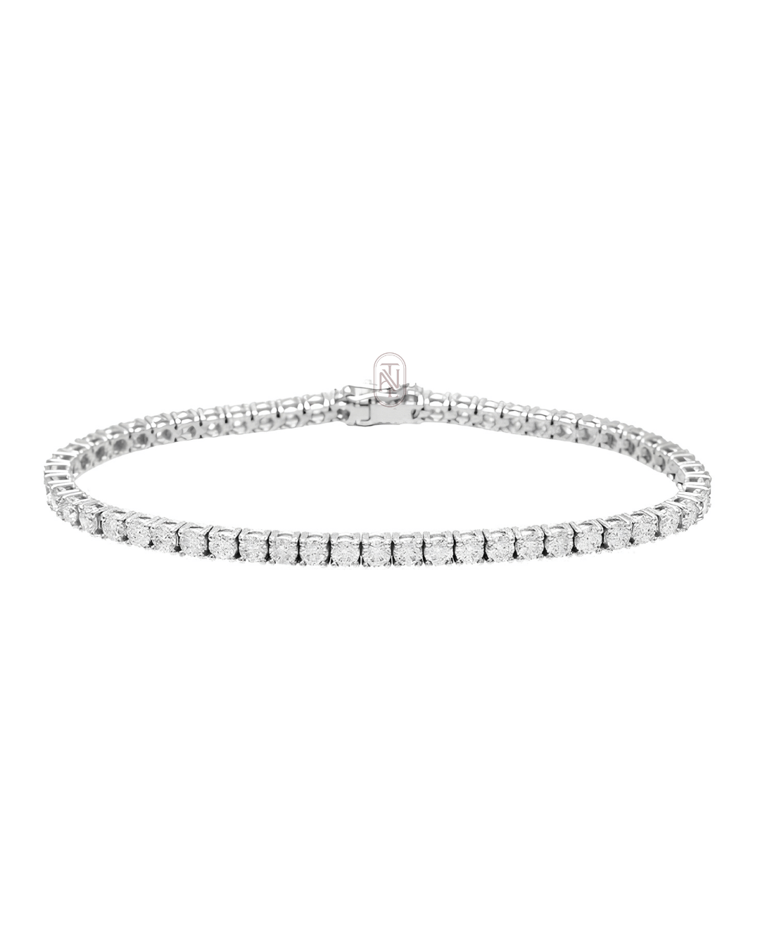 18K White Gold 2.2MM Natural Diamond Tennis Bracelet